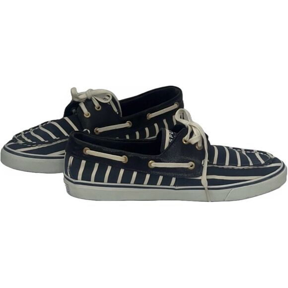 Sperry Top Sider Canvas Boat Shoes Women Sz 9 Navy White Striped Preppy Nautical - Picture 3 of 15
